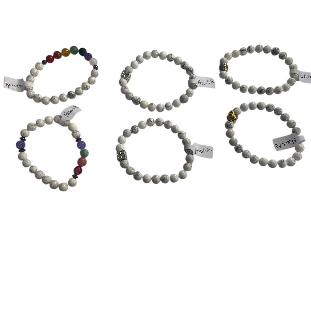 Howlite White,Grey, gemstone with silver bracelet, New - Picture 6 of 8